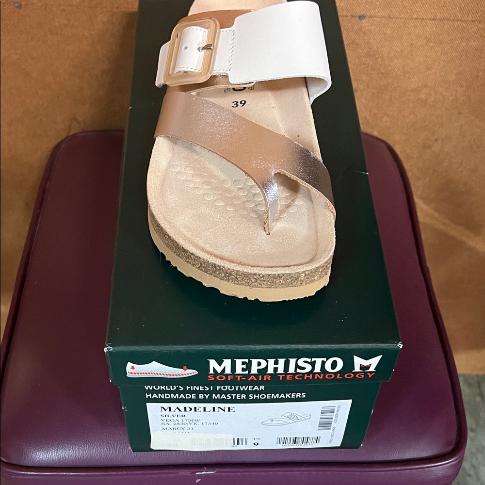 Mephisto Tan and White Sandals with Buckle